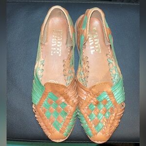 ✨ Tan & Teal Leather Huarache Sandals | Women’s Size 7 | Like New ✨